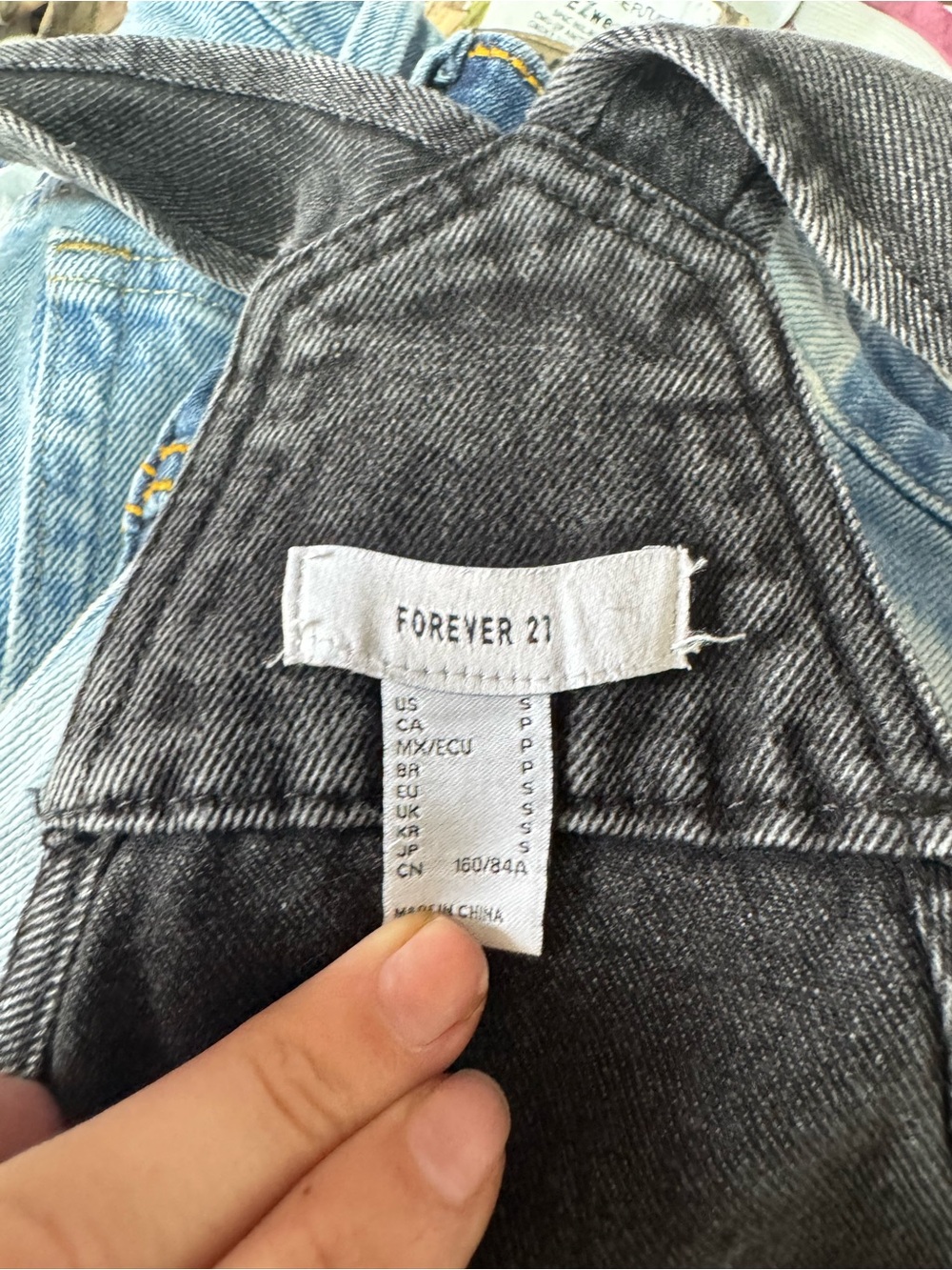 Forever 21 Black Acid-Wash Denim Overalls